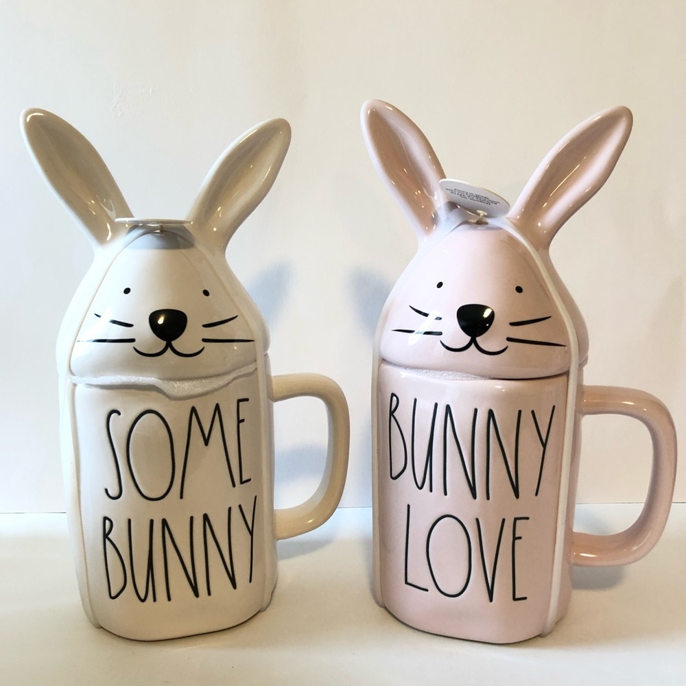 NWT Rae Dunn Easter bunny mug set with toppers